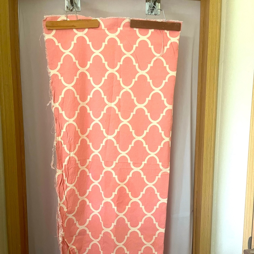 Fabric, heavy weight, pink geometric 22x52”